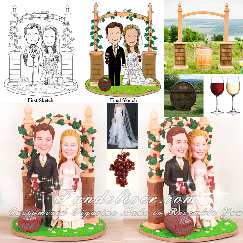 Bride and Groom Standing Under Arch Cake Toppers
